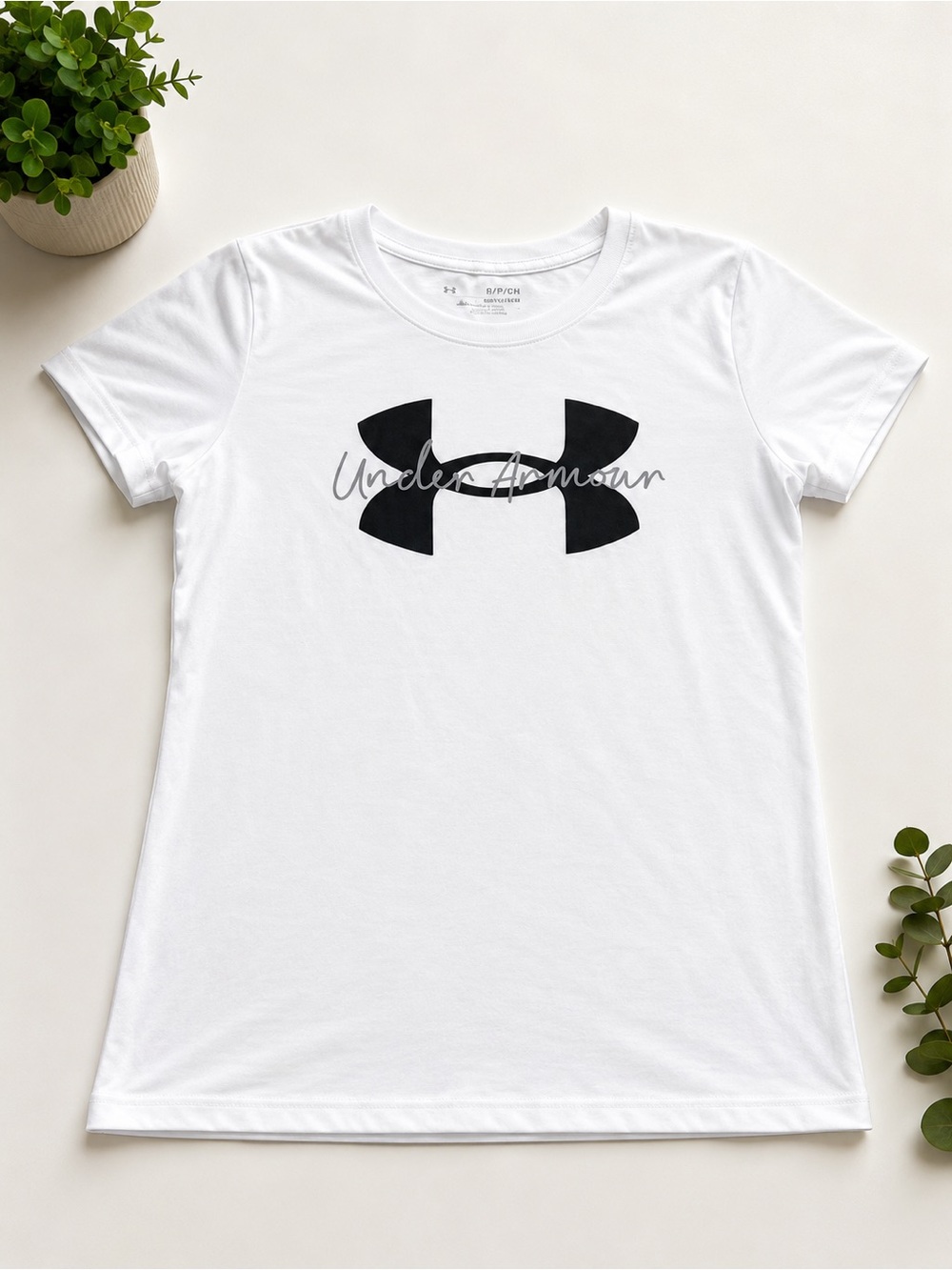 Under Armour White Tee with Black Logo